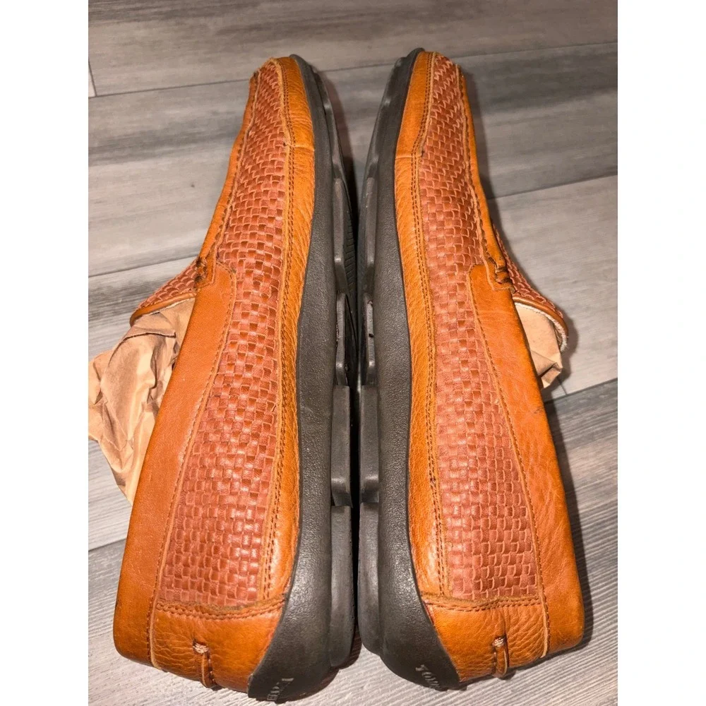 Tommy Bahama Naples Driver Mens 10.5M Woven Leather Loafers Brown TFM00030-282